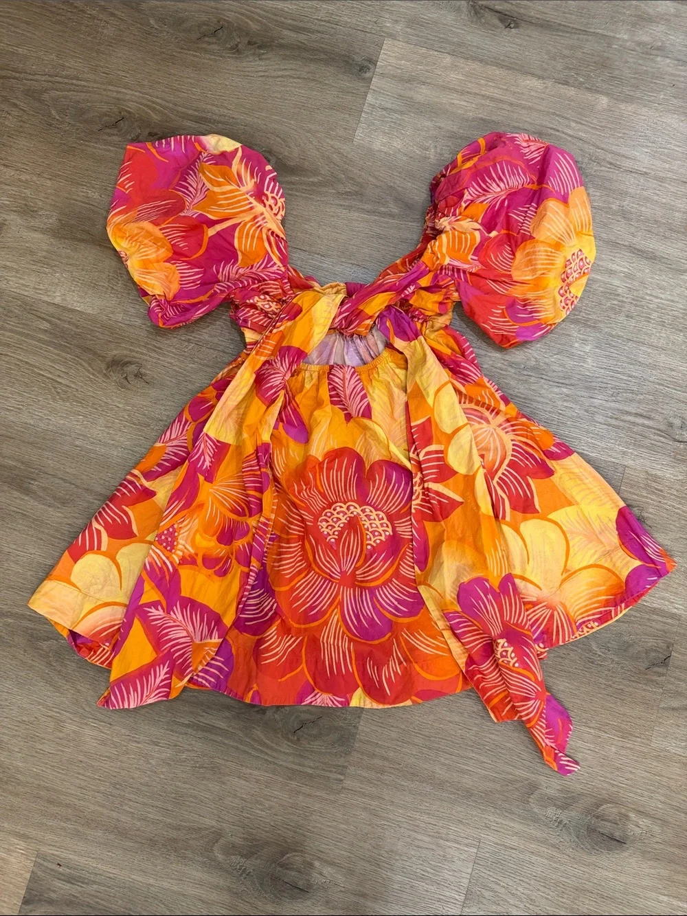 FARM Rio Pink & Orange Summer Garden Mini Dress
